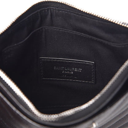 Saint Laurent Grain De Poudre Chevron Monogram Bill Pouch Black 6 of 8