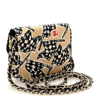 Chanel Canvas Check Flag Printed CC Clutch With Chain Beige Multicolor 3 of 11