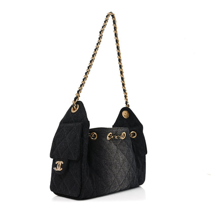 Chanel Washed Denim Quilted Mini Chanel 25 Handbag Black 3 of 10