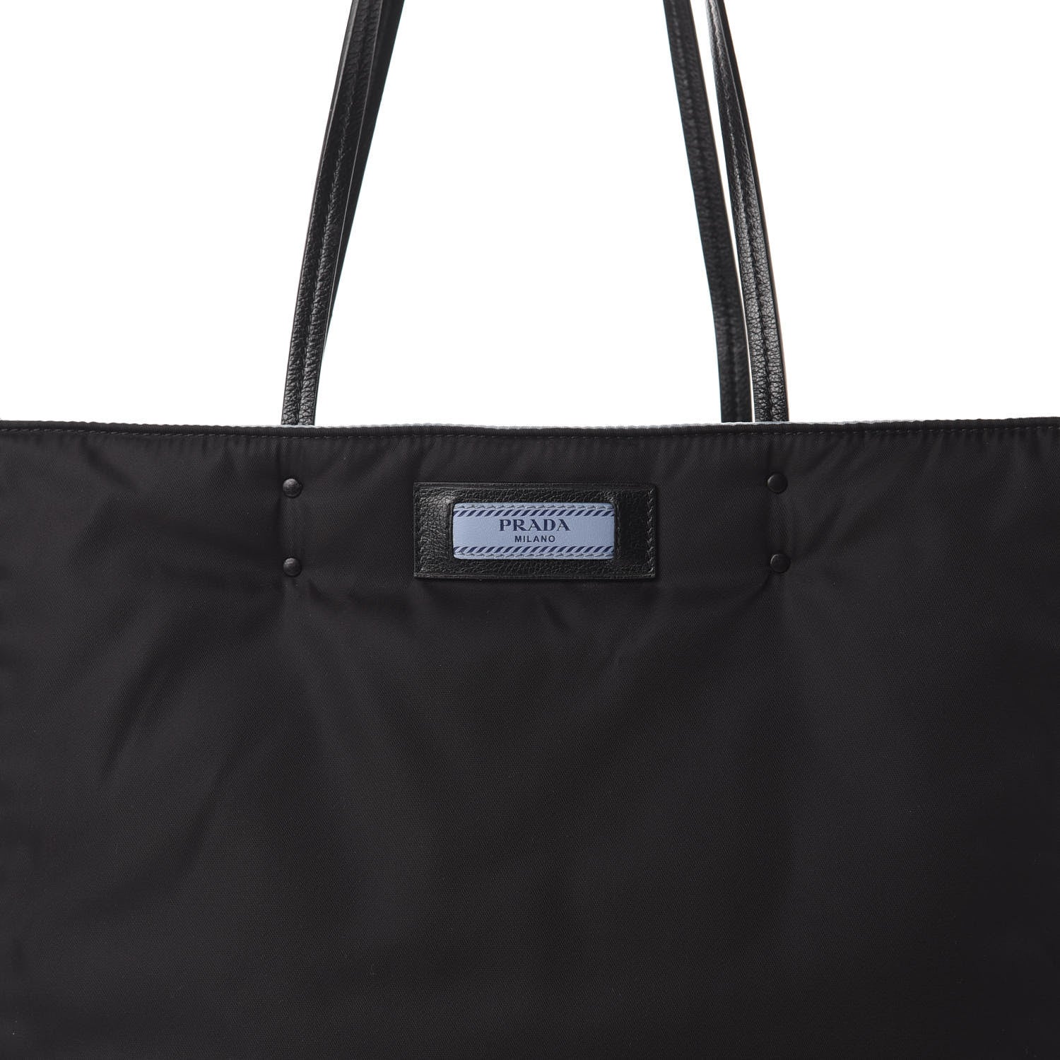 Prada Tessuto Nylon Etiquette Studded Tote Black Astrale 10 of 10