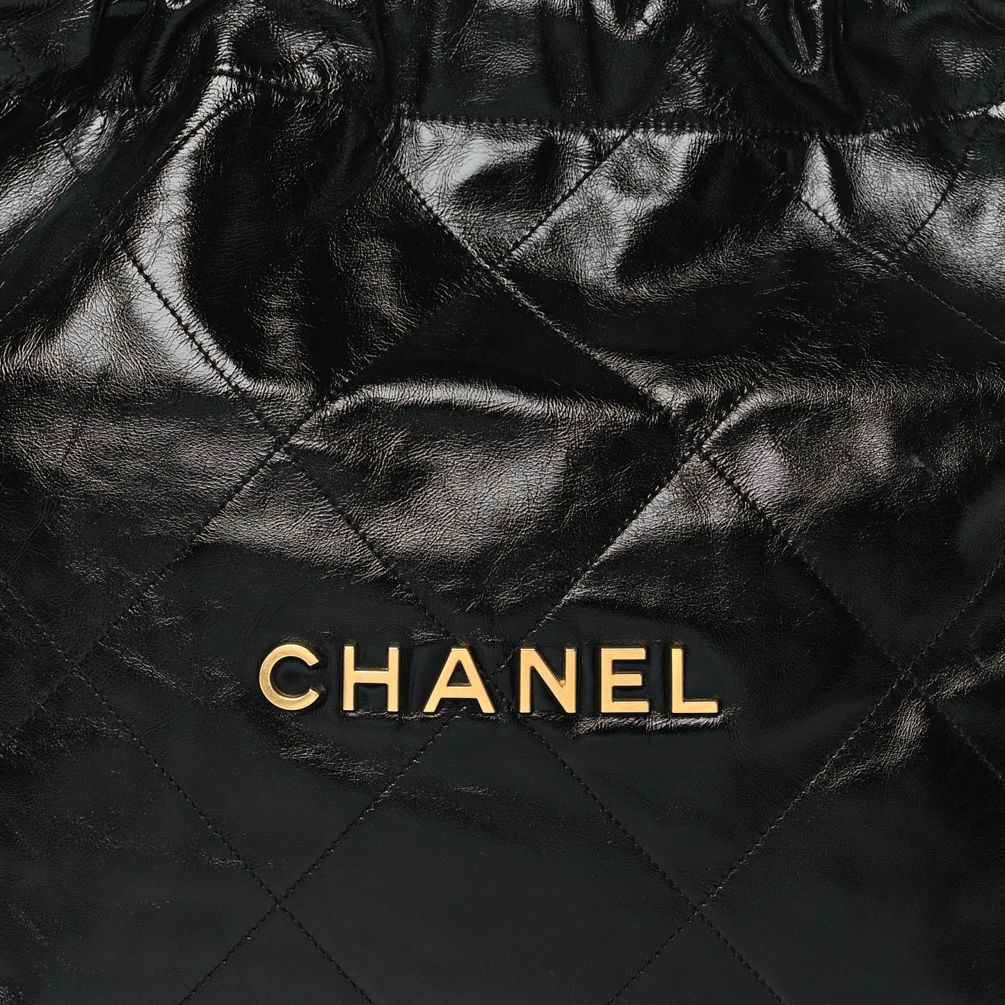 Shiny Calfskin Quilted Small Chanel 22 Black