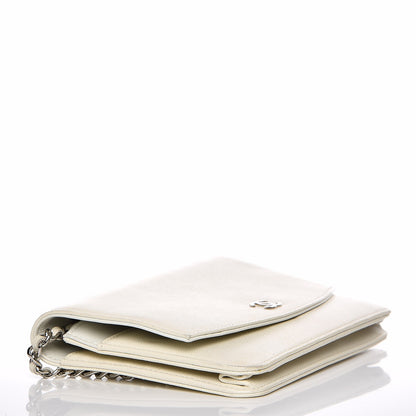 Chanel Caviar Sevruga Wallet On Chain WOC White 4 of 7