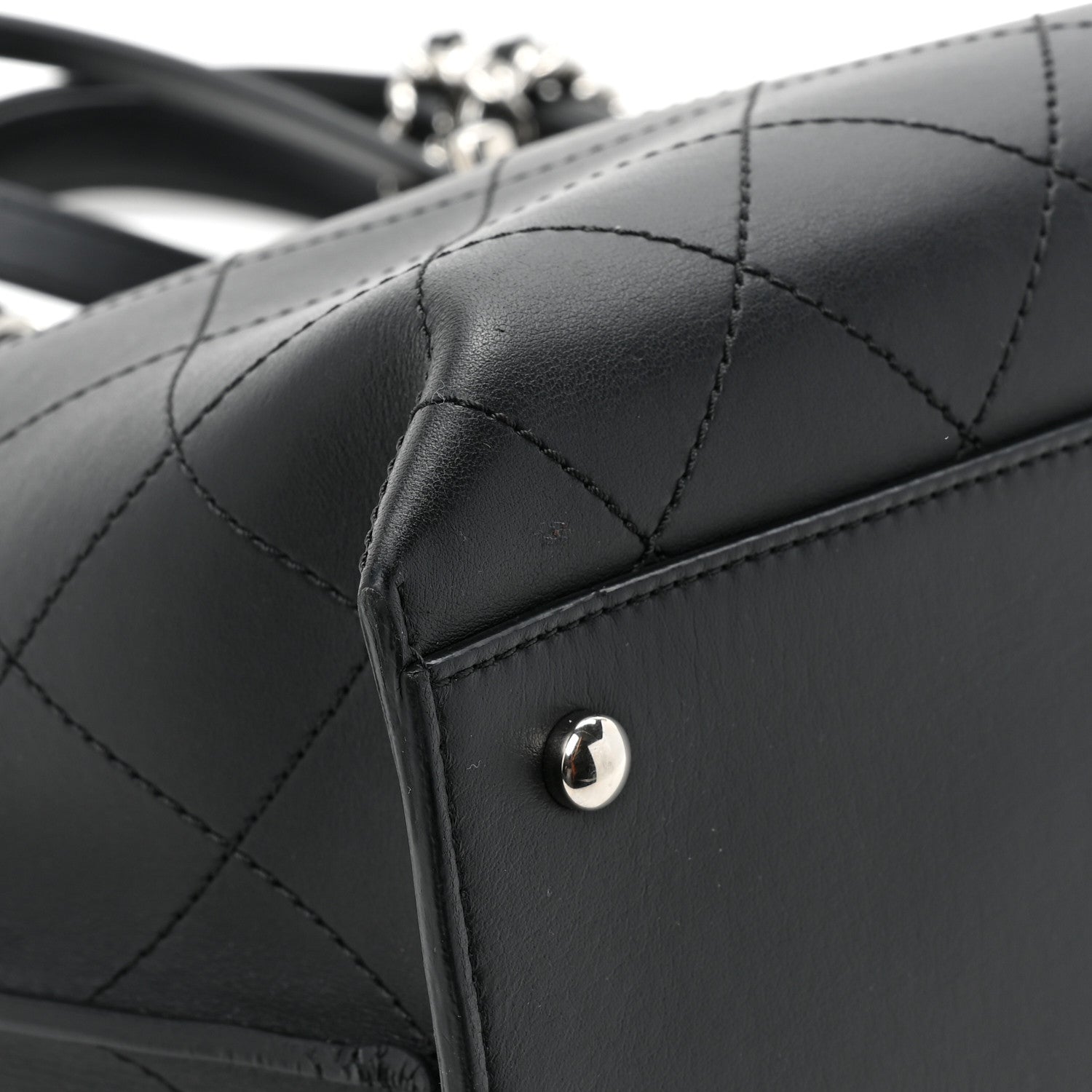 Chanel Calfskin Stitched Shopping Tote Black 10 of 13