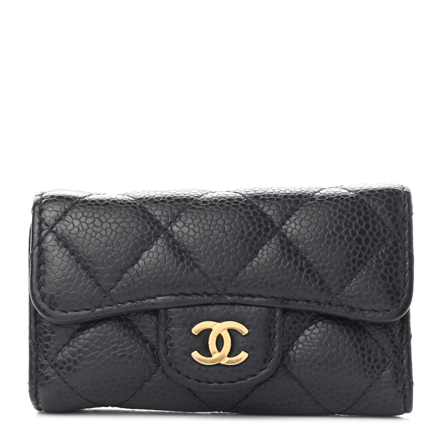 Caviar Quilted 6 Key Holder Blue