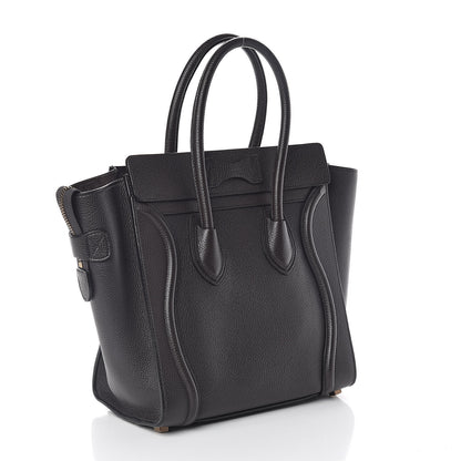 Celine Drummed Calfskin Micro Luggage Black 3 of 9