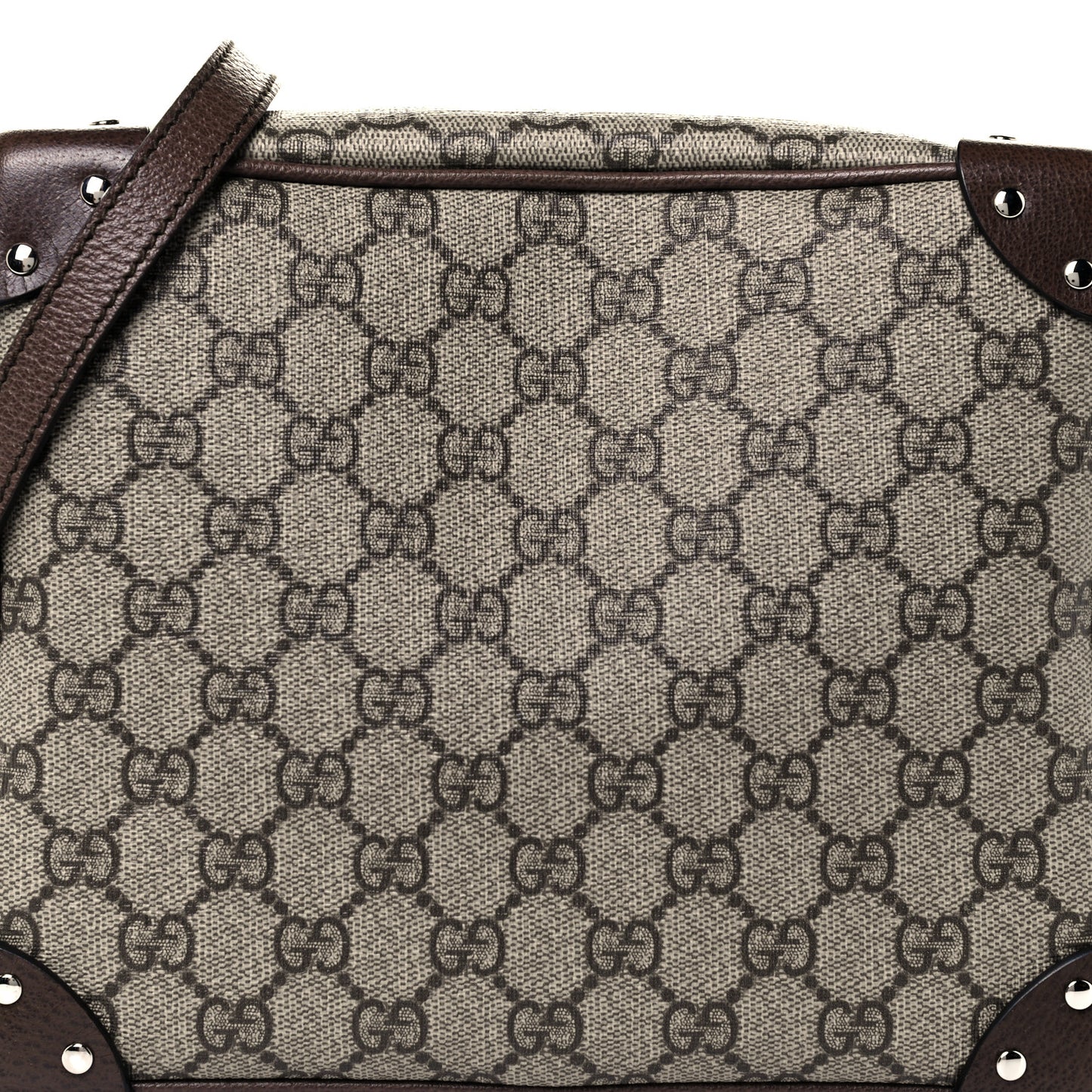 GG Supreme Monogram Textured Calfskin Square Messenger Bag Beige Ebony New Acero