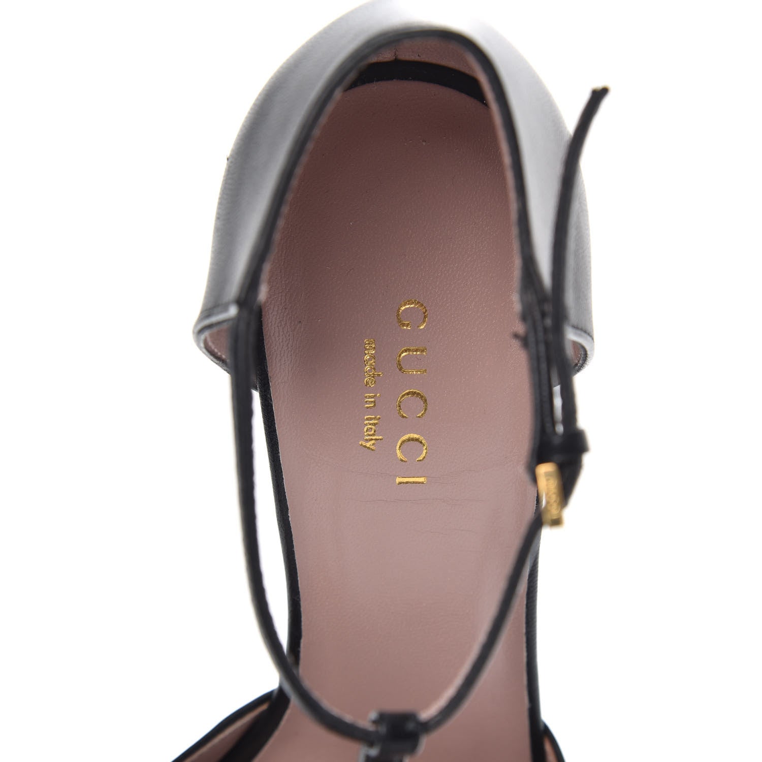 Gucci Malaga Kid Studded Cap Toe T Strap Pumps 35.5 Black 7 of 9
