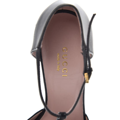 Gucci Malaga Kid Studded Cap Toe T Strap Pumps 35.5 Black 7 of 9