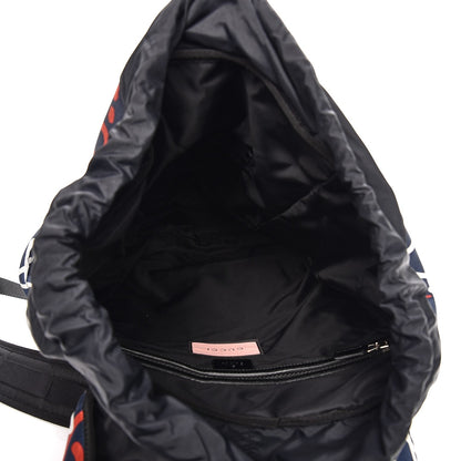 Gucci Techno Canvas GucciGhost Double Buckle Backpack Blue Agata Hibiscus Red 5 of 7