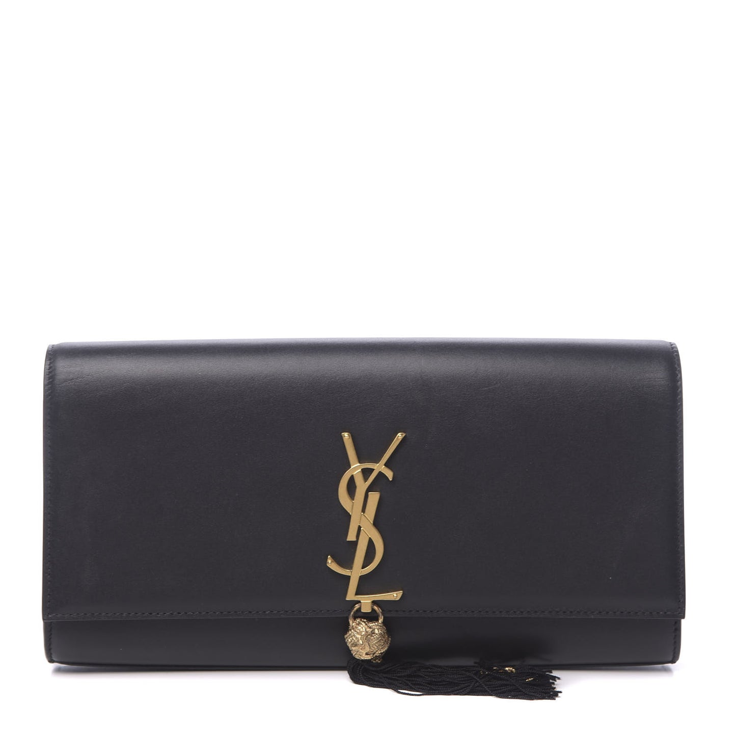 Calfskin Monogram Kate Tassel Clutch Black