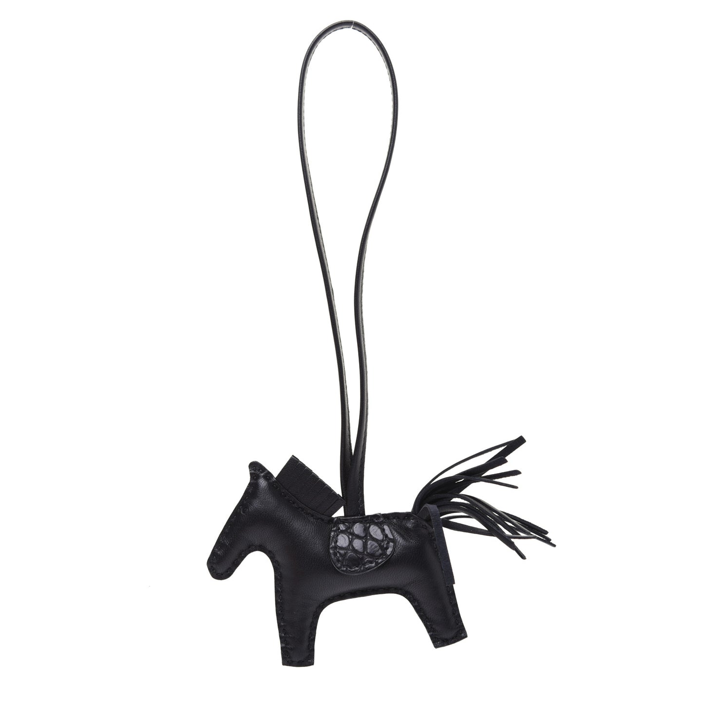 Milo Lambskin Matte Alligator Touch Grigri Rodeo Horse Bag Charm PM So Black