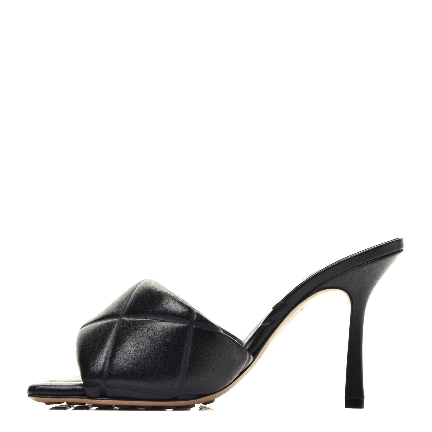 Bottega Veneta Nappa Quilted Rubber Lido Mule Sandals 38 Black 1 of 8