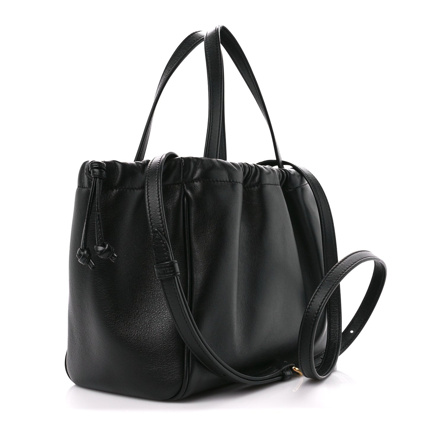 Smooth Calfskin Cuir Small Triomphe Cabas Drawstring Black