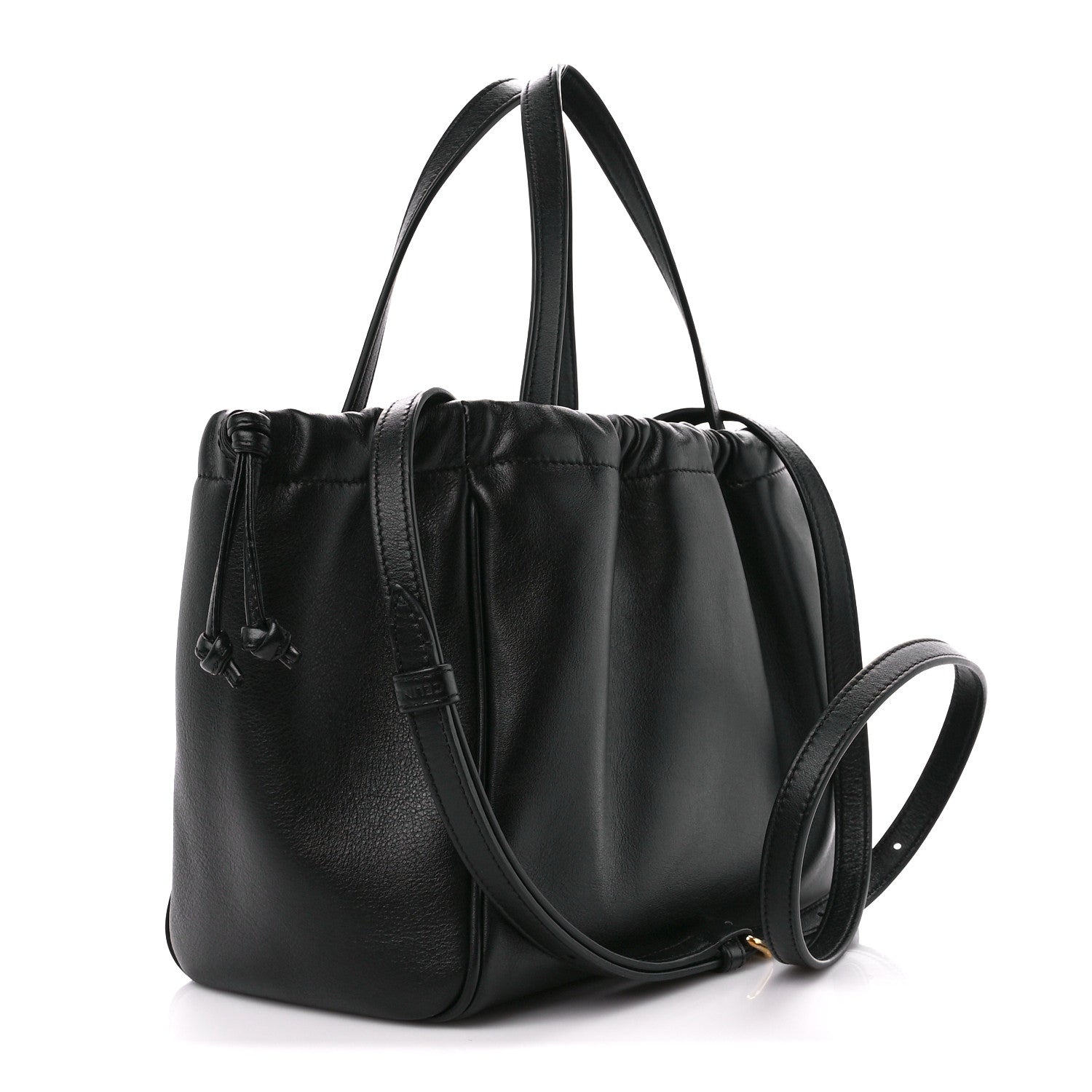 Celine Smooth Calfskin Cuir Small Triomphe Cabas Drawstring Black 3 of 10