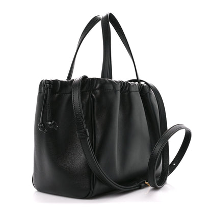 Celine Smooth Calfskin Cuir Small Triomphe Cabas Drawstring Black 3 of 10