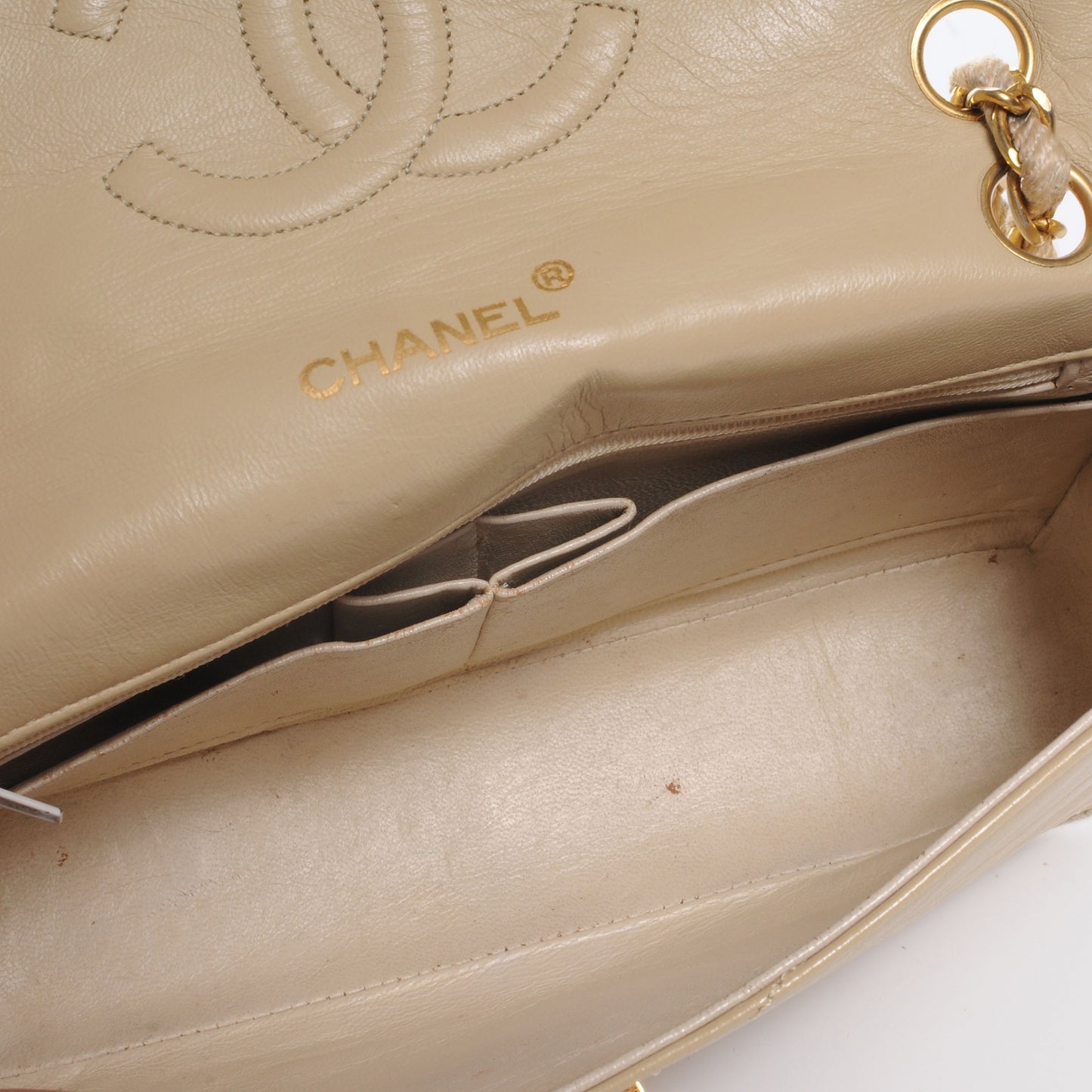 Lambskin Small Double Flap Beige