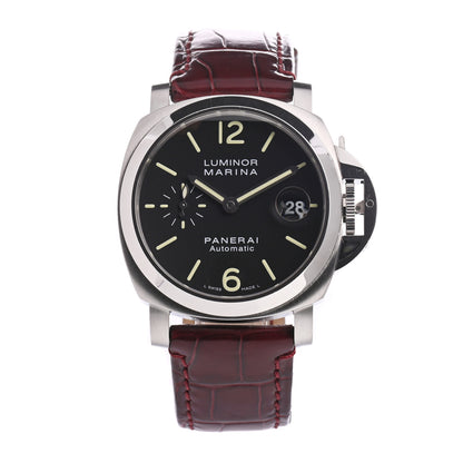 Panerai Stainless Steel Alligator 40mm Luminor Marina Automatic Watch Black PAM00048 1 of 8