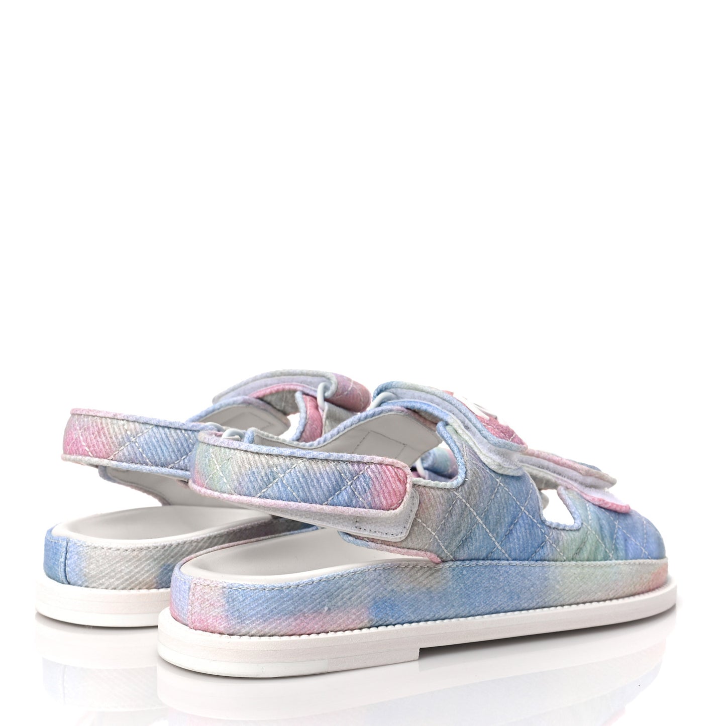 Printed Fabric Quilted Dad Sandals 37 Green Pink Blue
