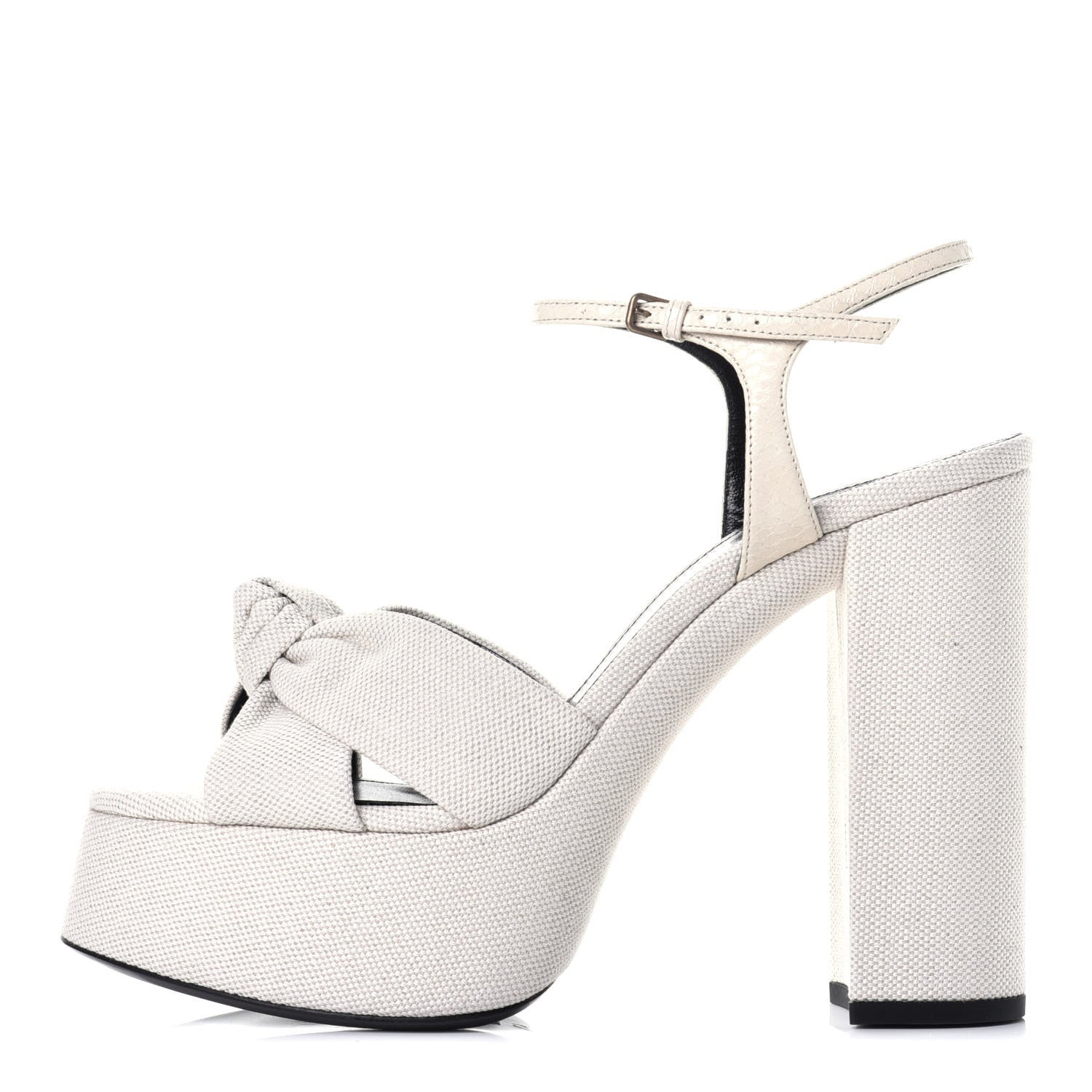 Saint Laurent Canvas Bianca 125 Platform Sandals 40 Cream 1 of 9
