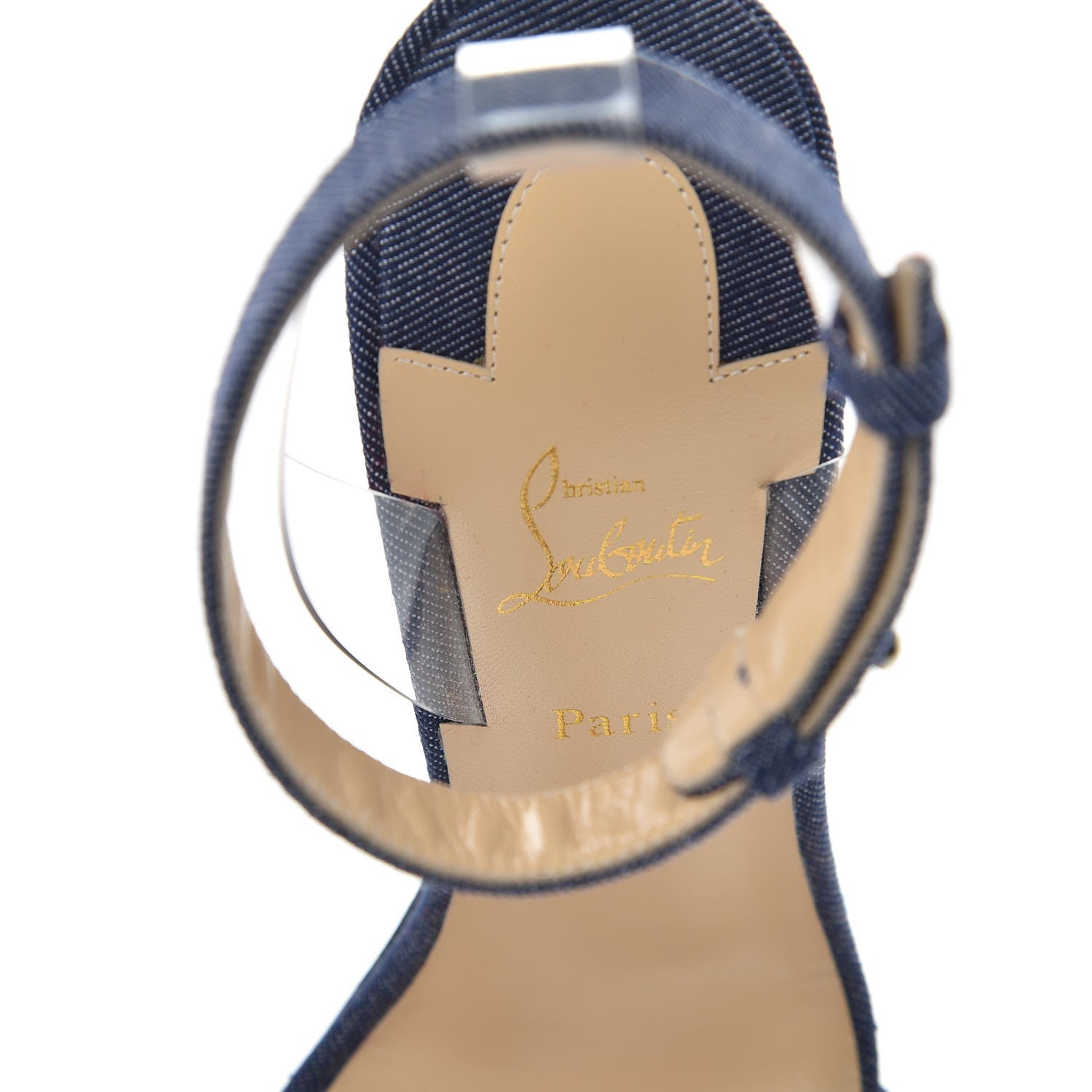 Christian Louboutin Denim PVC Jonatina 100 Sandals 37 Blue Transparent 8 of 9