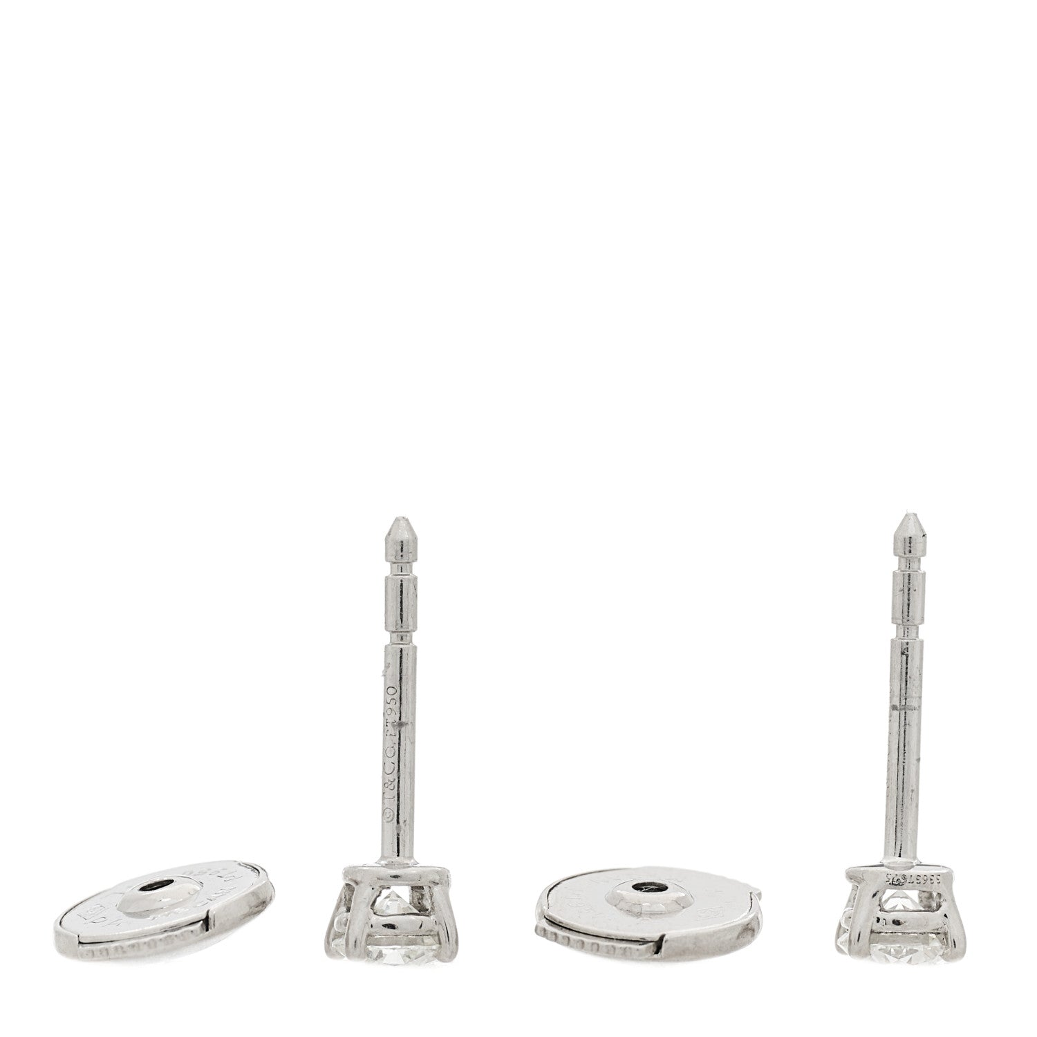 Tiffany Platinum Diamond .40ctw Solitaire Earrings 4 of 4