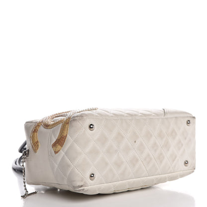 Chanel Calfskin Python Quilted Large Cambon Bowler White 4 of 26