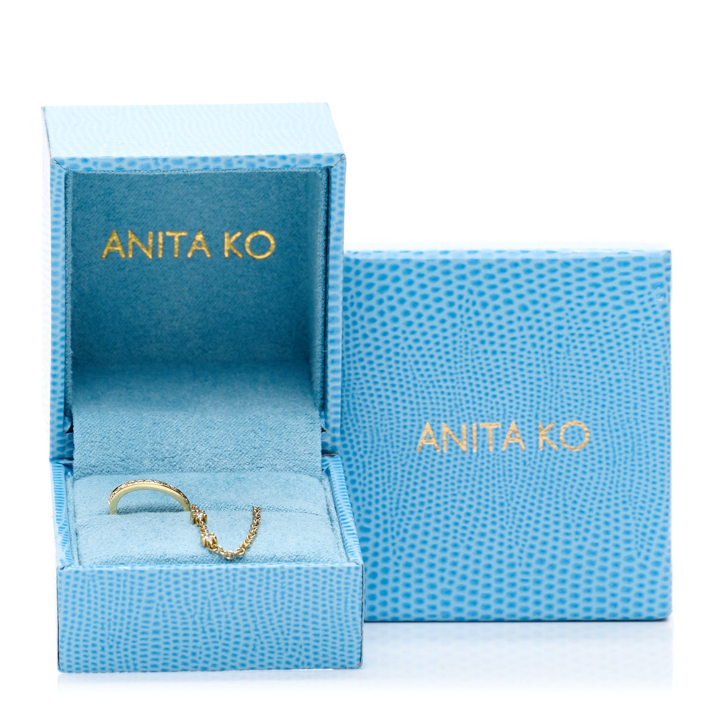 18K Yellow Gold Diamond Single Row Chain Ear Cuff Earring
