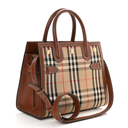 Burberry Calfskin Vintage Check Mini Two Handle Title Bag Archive Beige 4 of 11