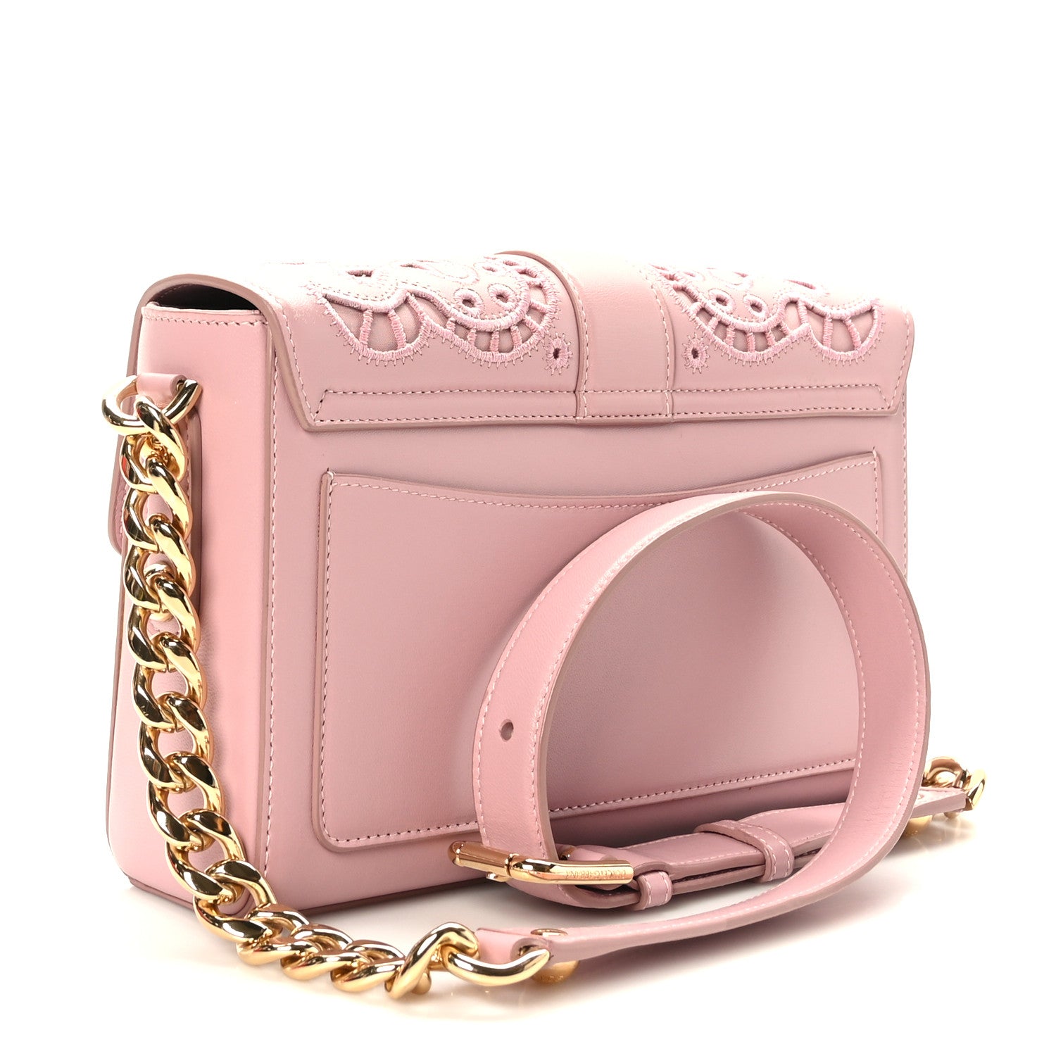 Dolce & Gabbana Lambskin Embroidered Laser Cut Shoulder Bag Rose Poudre 3 of 8