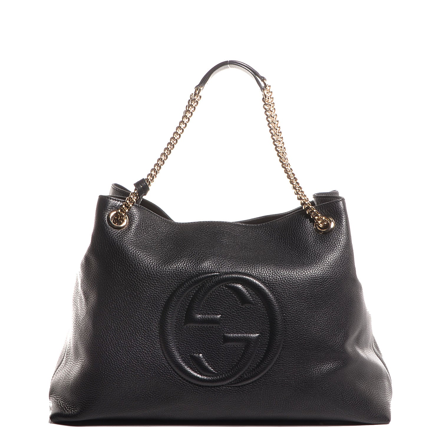 Gucci Pebbled Calfskin Large Soho Chain Shoulder Bag Black 1 of 9