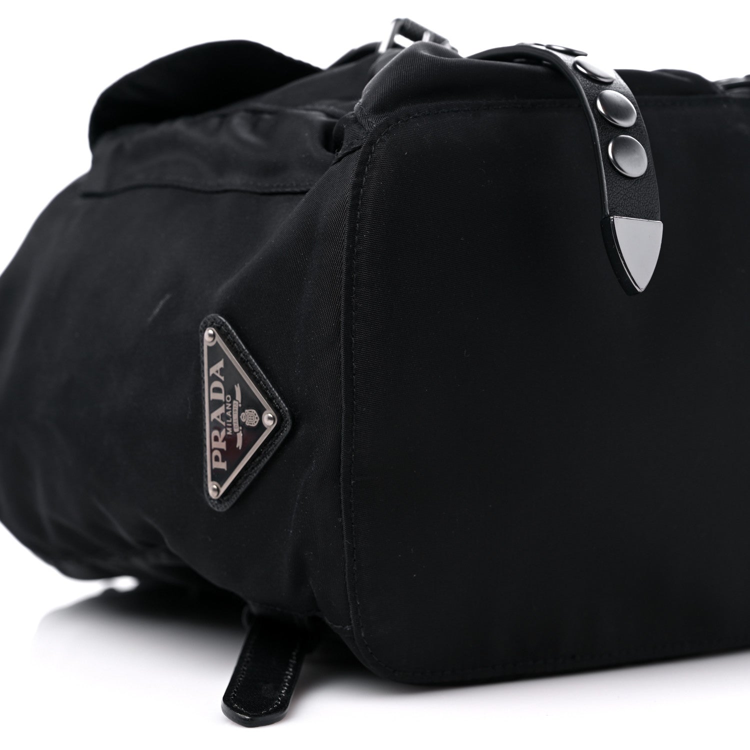 Prada Nylon New Vela Studded Backpack Black 7 of 9