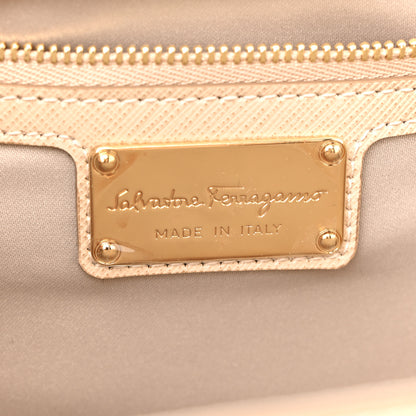 Salvatore Ferragamo Printed Calfskin Vara Bow Chain Flap Crossbody Beige 6 of 11