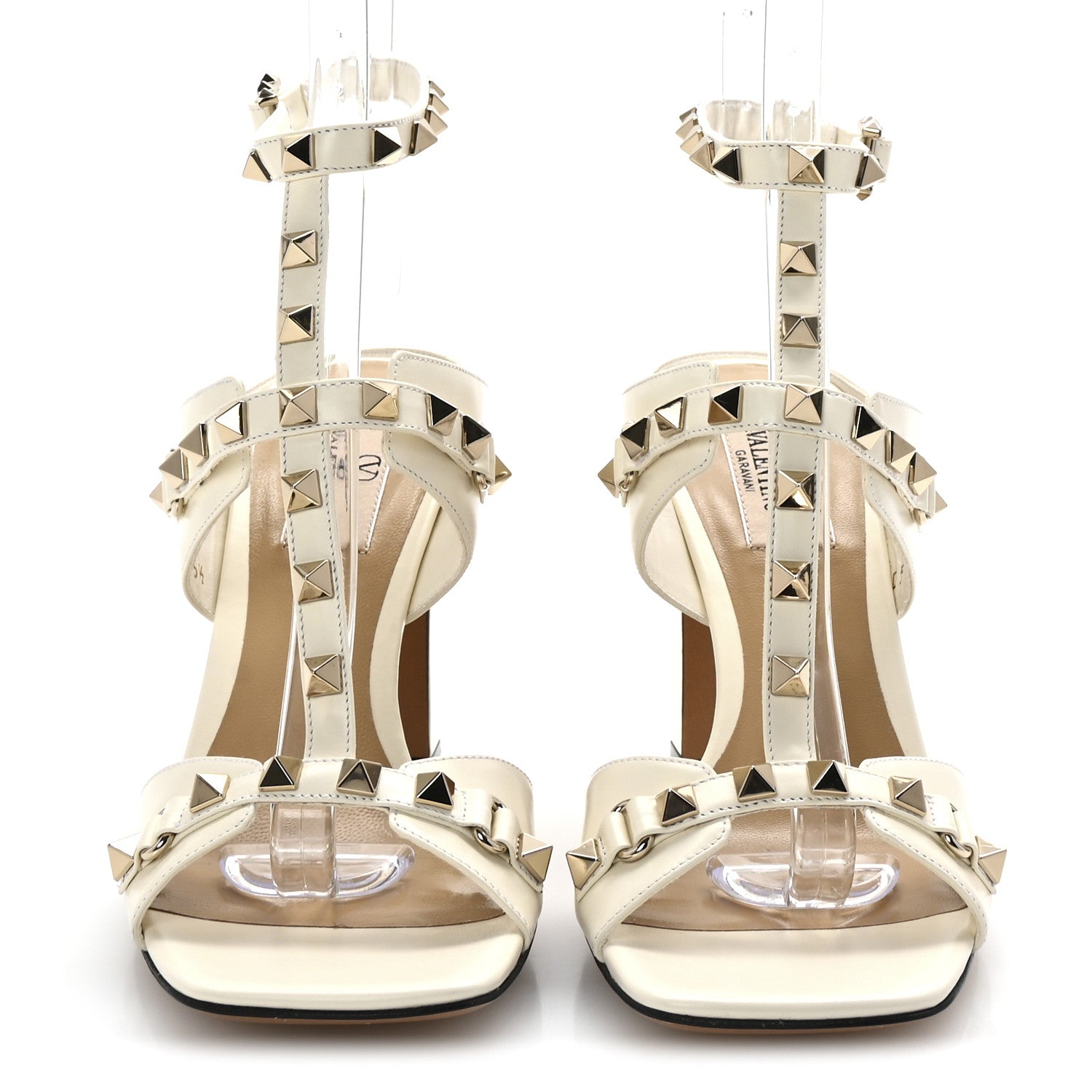 Valentino Garavani Calfskin Rockstud 60mm Sandals 36.5 Light Ivory 3 of 10