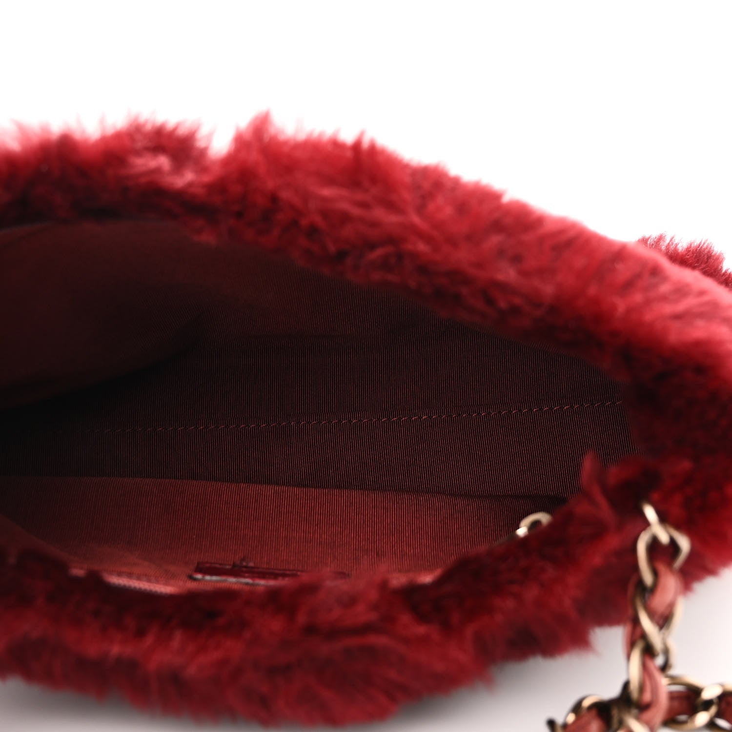 Chanel Rabbit Fur Shoulder Bag Burgundy 5 of 11