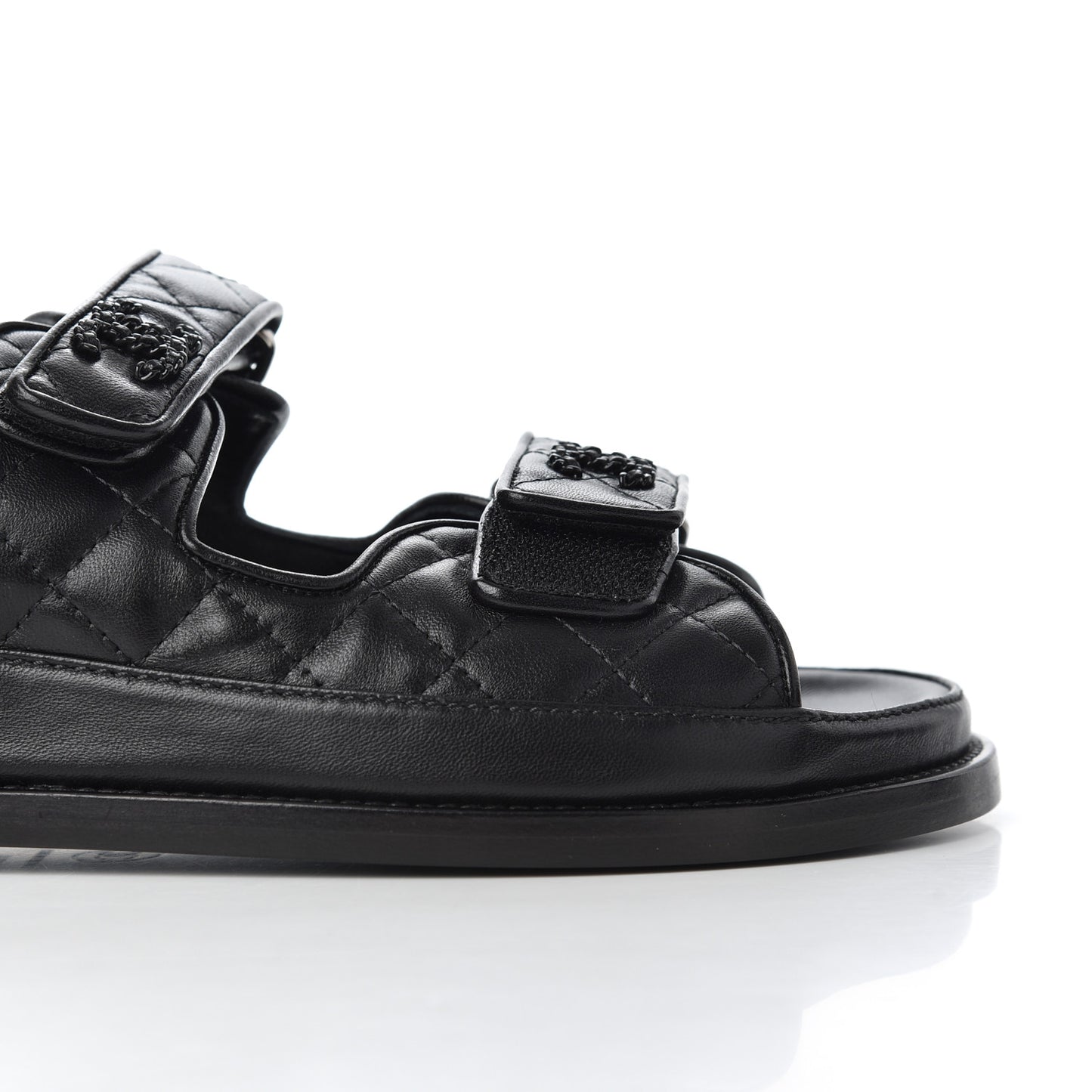 Lambskin Velcro Dad Sandals 38.5 Black