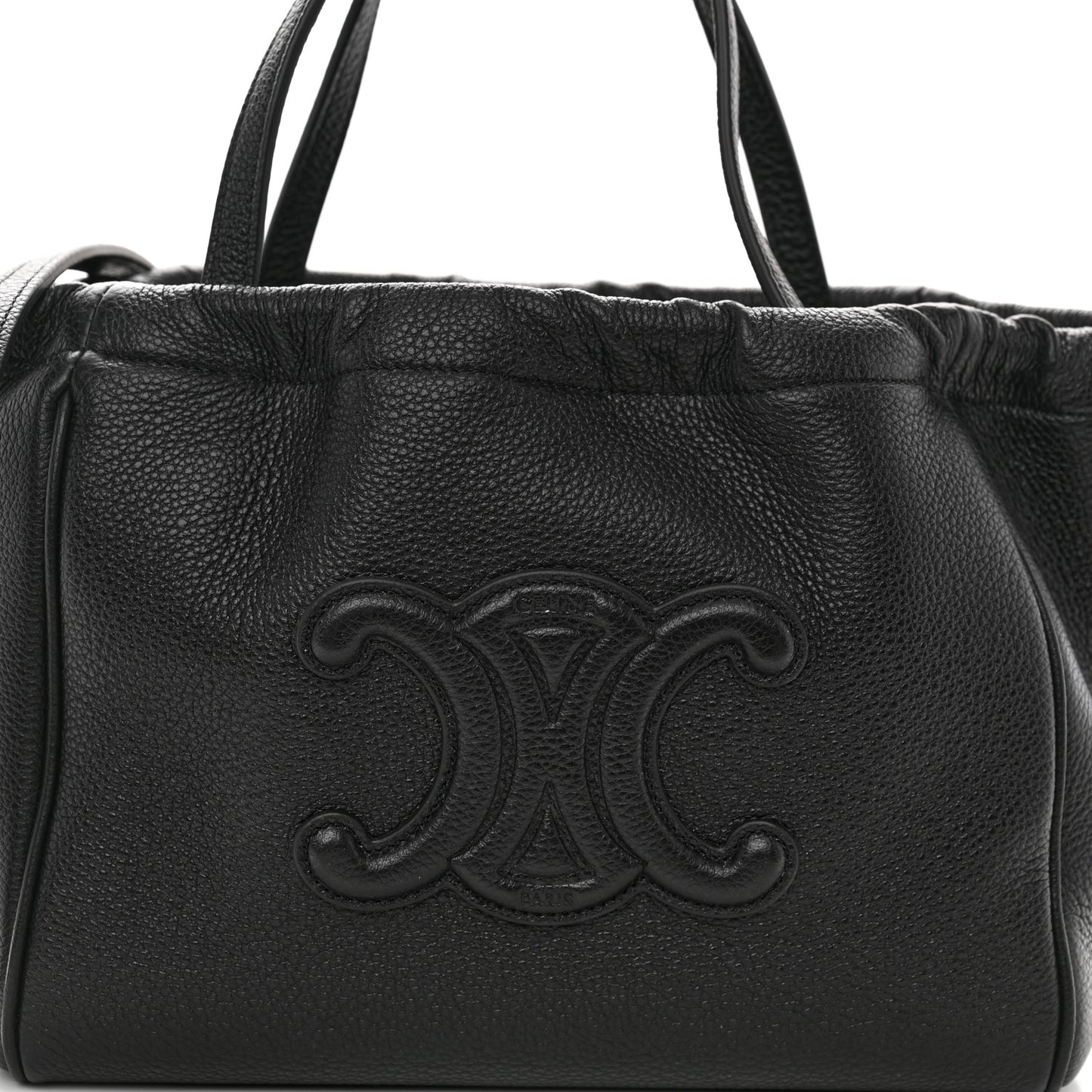 Calfskin Cuir Small Triomphe Cabas Drawstring Black
