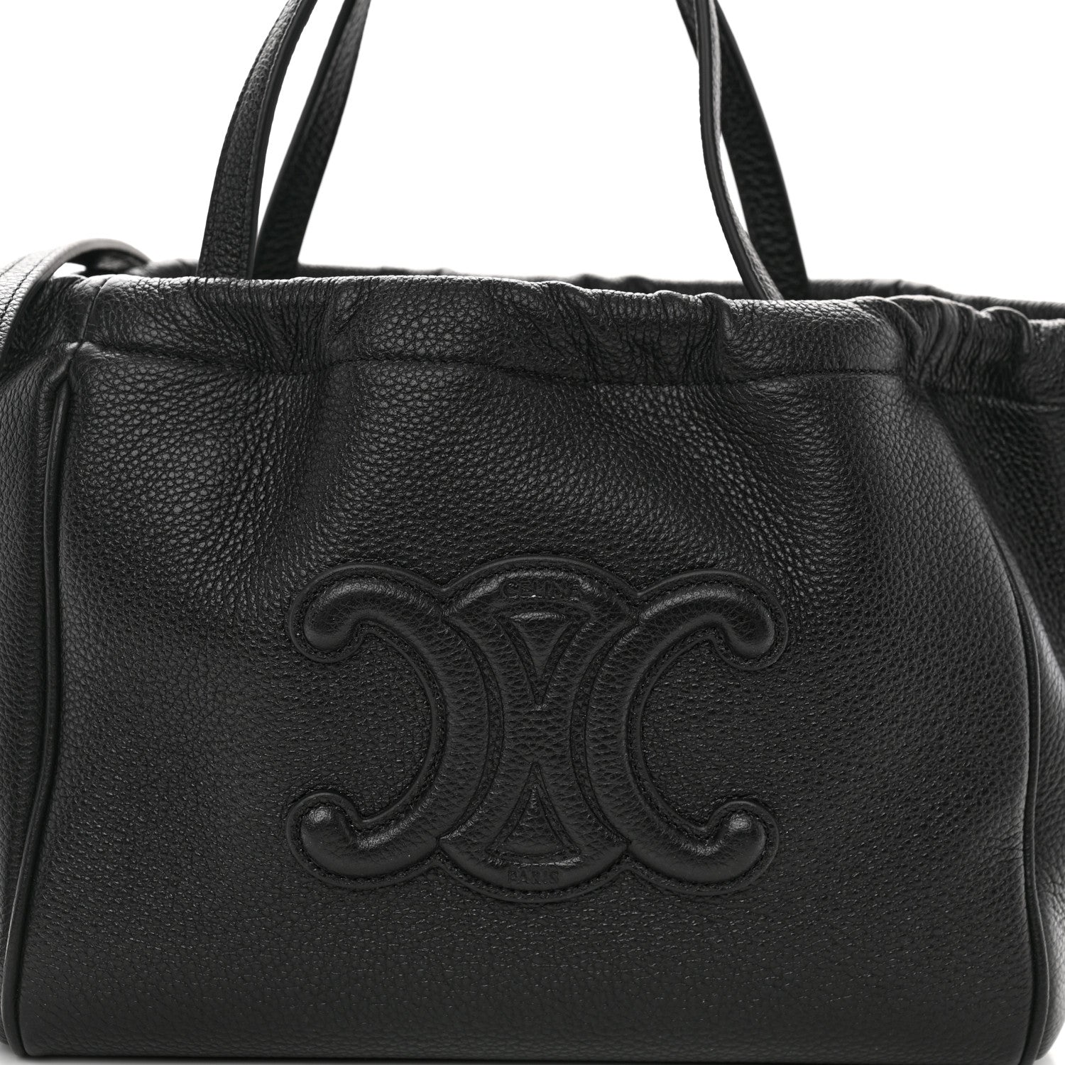 Celine Calfskin Cuir Small Triomphe Cabas Drawstring Black 8 of 10