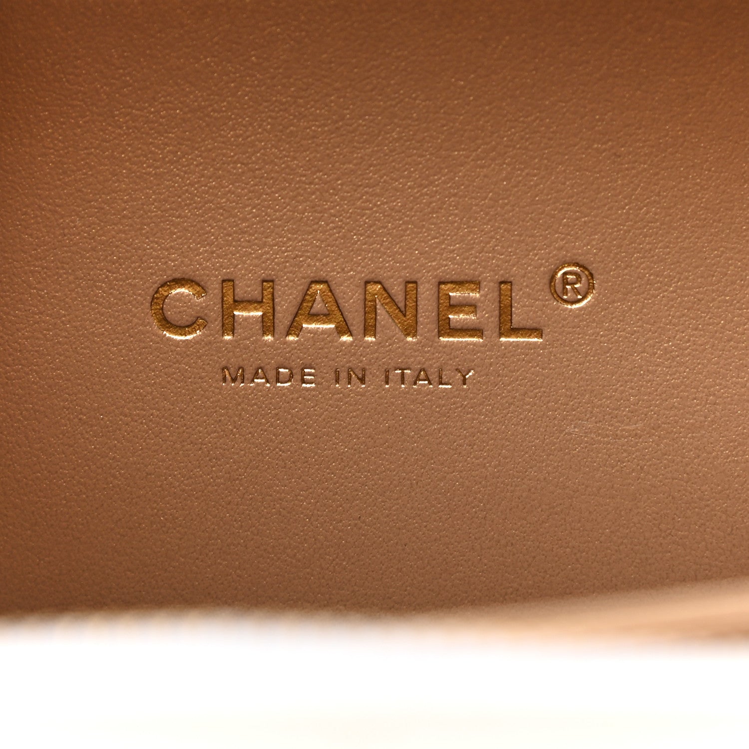 Chanel Lambskin Quilted Golden Plate Vanity Case White Gold 6 of 10