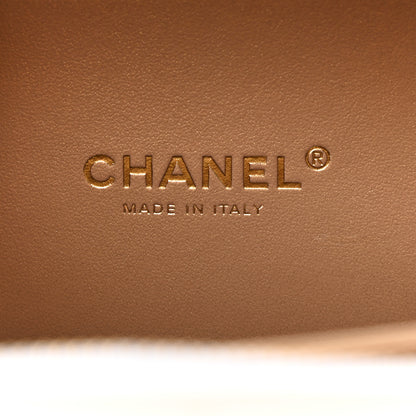 Chanel Lambskin Quilted Golden Plate Vanity Case White Gold 6 of 10