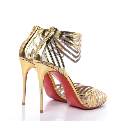 Christian Louboutin Specchio PVC Maratena 100 Sandal Heels 37.5 Gold 4 of 8