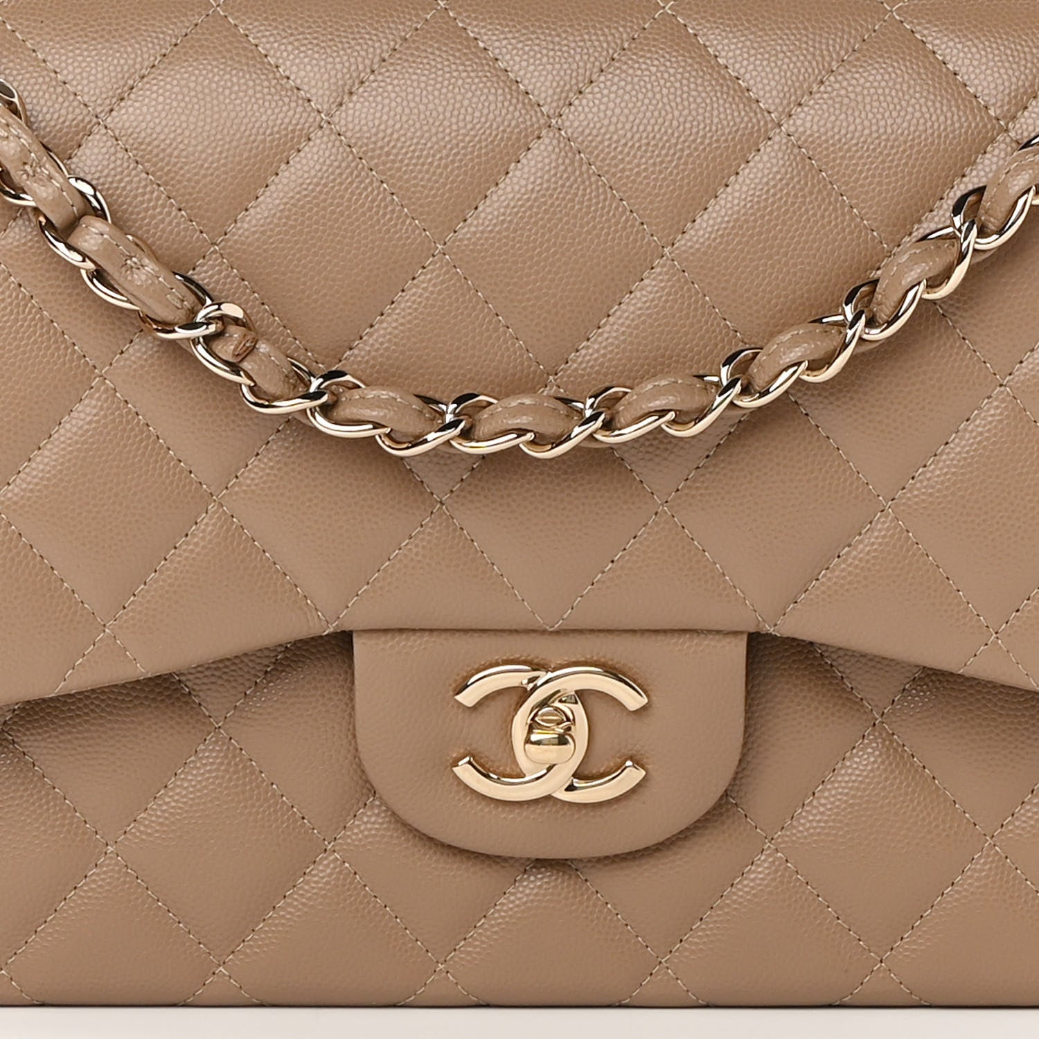 Chanel Caviar Quilted Jumbo Double Flap Beige 8 of 10