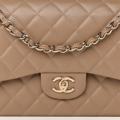 Chanel Caviar Quilted Jumbo Double Flap Beige 8 of 10