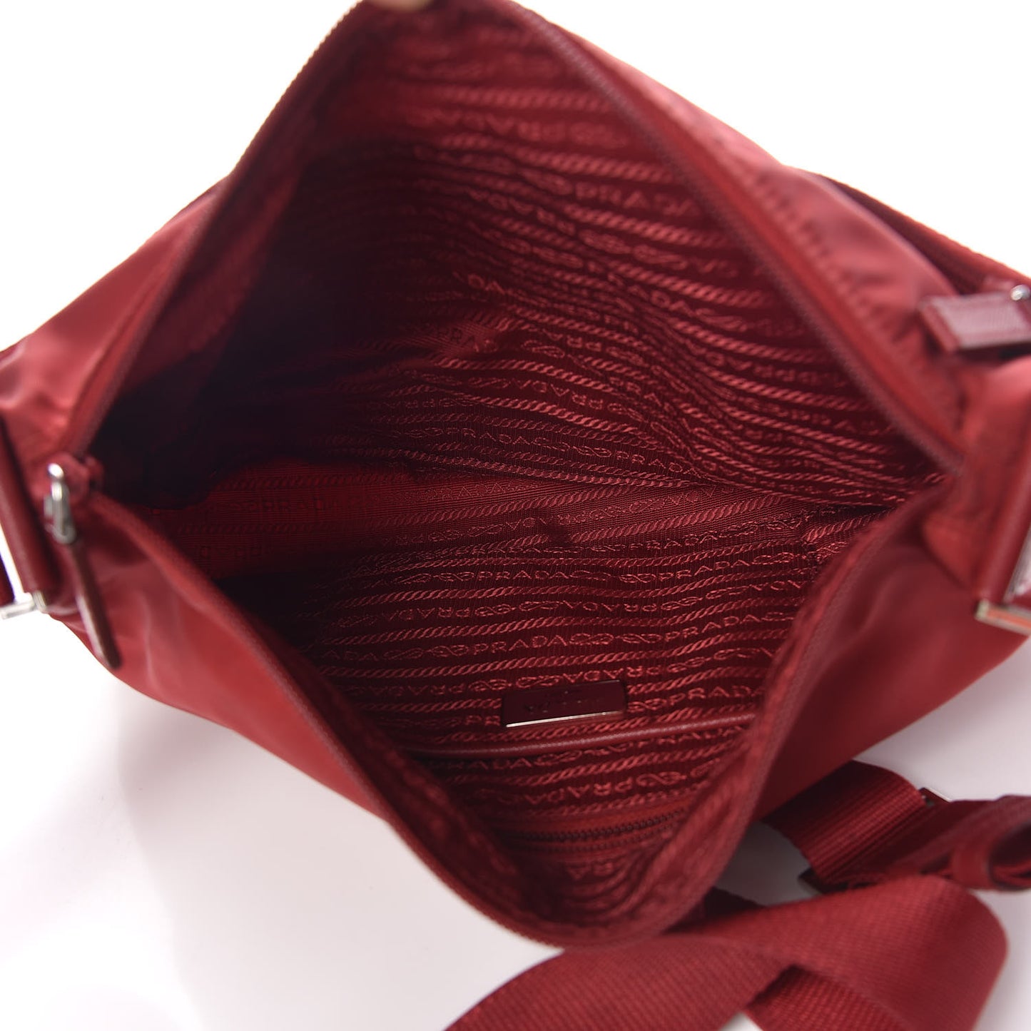 Tessuto Nylon Flat Messenger Bag Red