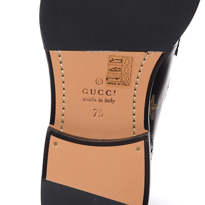 Gucci Calfskin Sylvie Web Bee Star Embroidered Mens Brogue Captoe Boots 7.5 Black 6 of 8