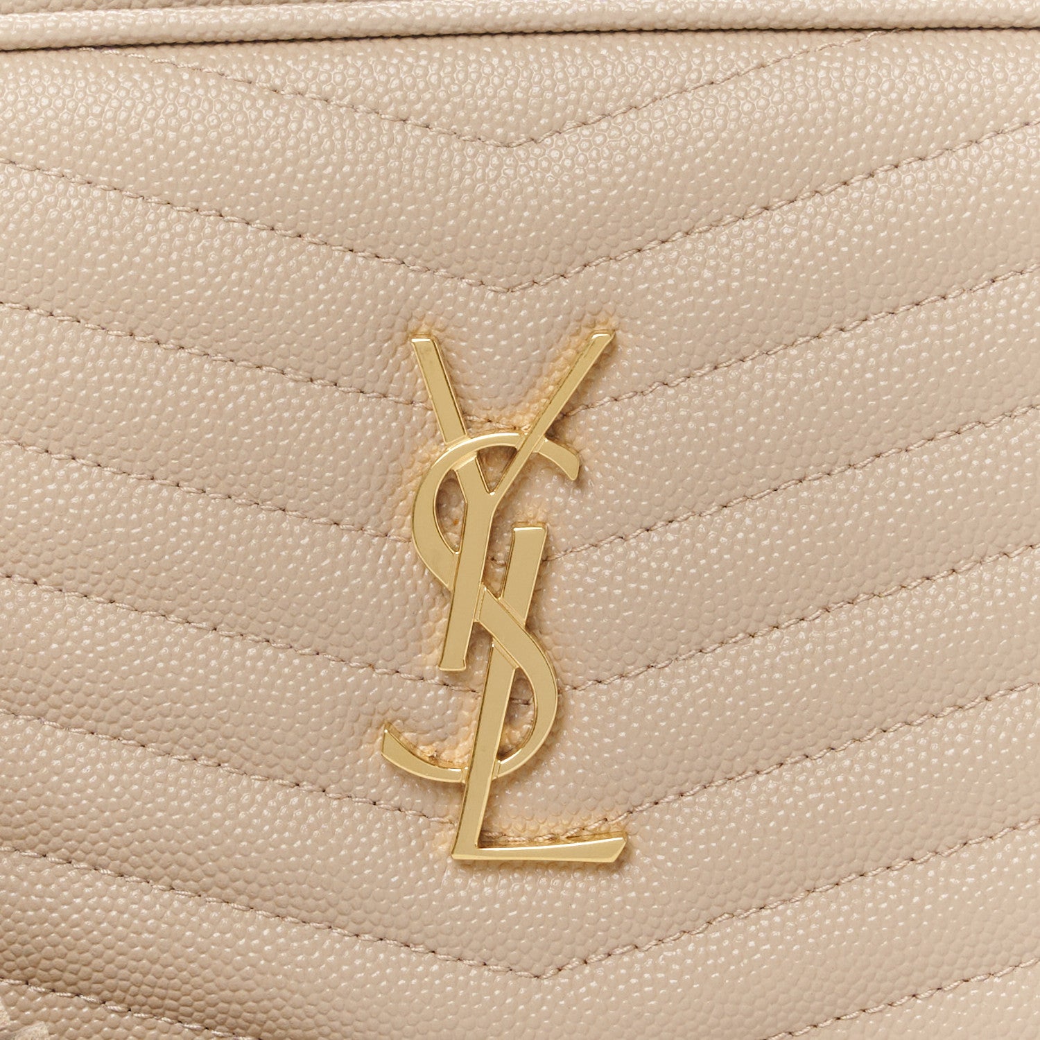 Saint Laurent Grain De Poudre Matelasse Monogram Mini Lou Camera Bag Dark Beige 8 of 11
