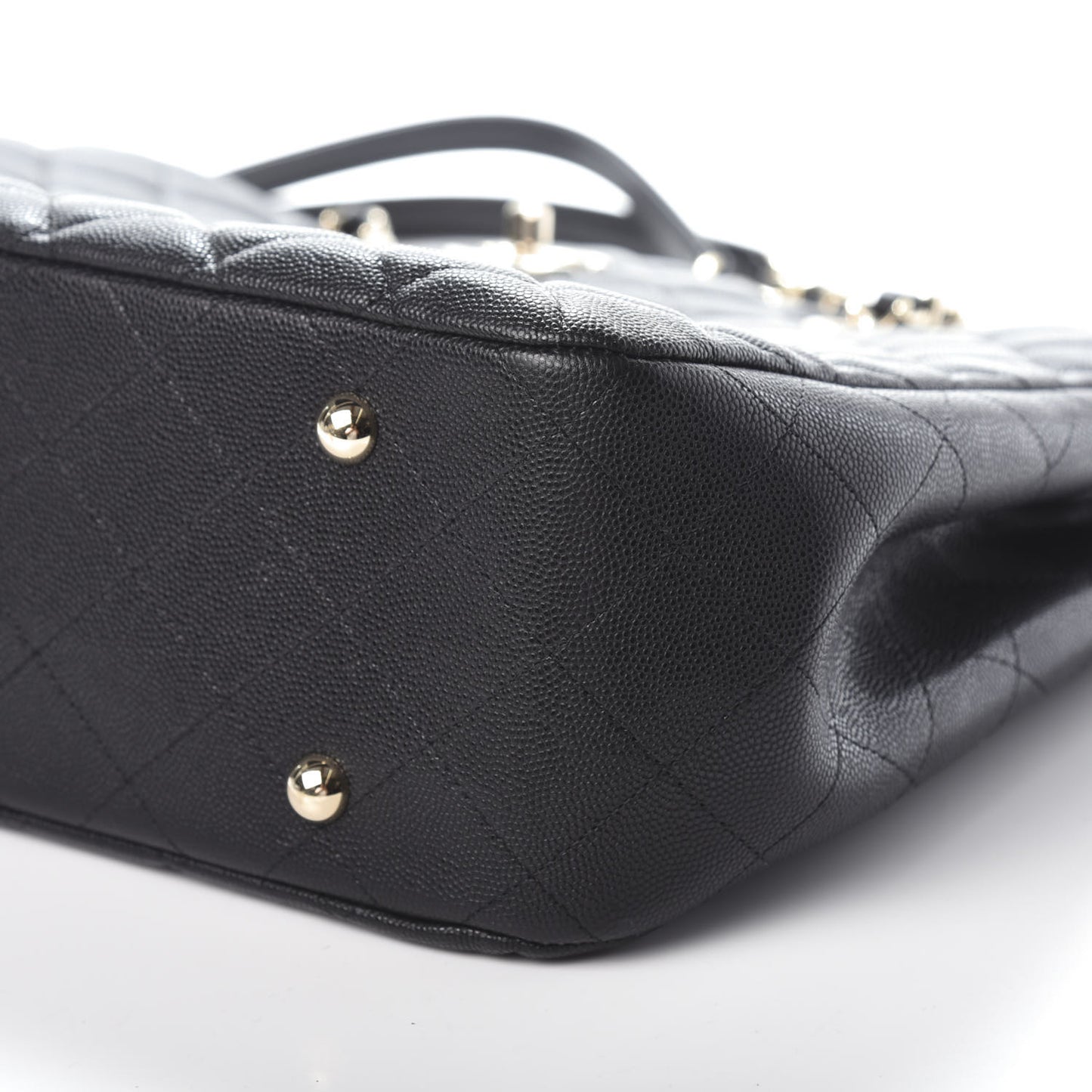 Caviar Quilted Large Shopping Tote Black