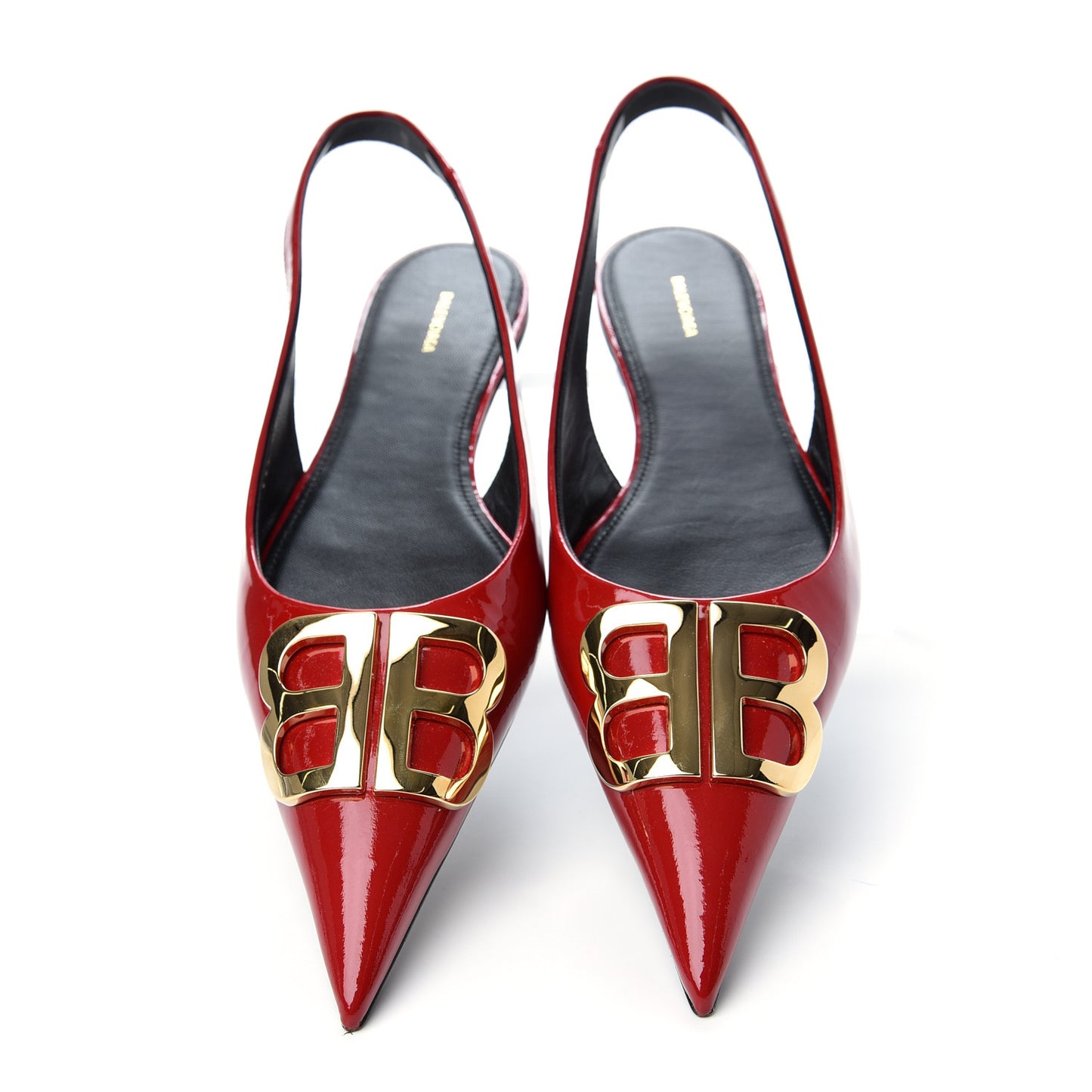Patent BB Knife Pointy Toe Slingback Flats 39 Rouge Cardinal