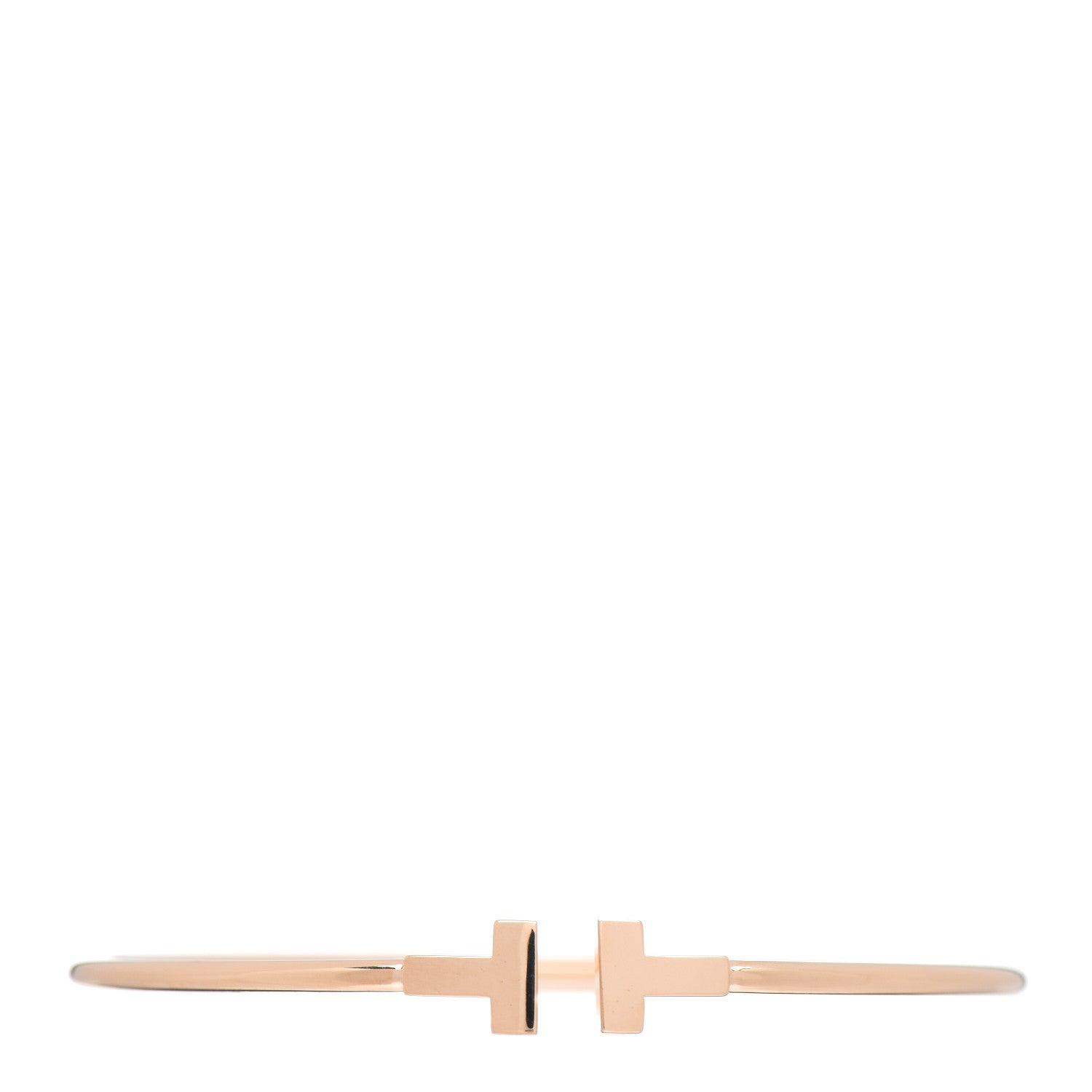 Tiffany 18K Rose Gold Narrow T Wire Bracelet 1 of 5