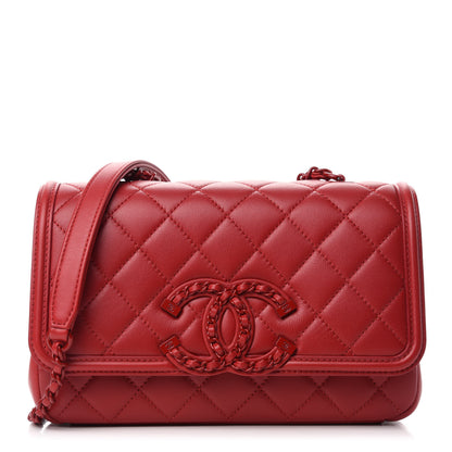 Chanel Lambskin Quilted Small CC Filigree Flap Dark Red 1 of 11
