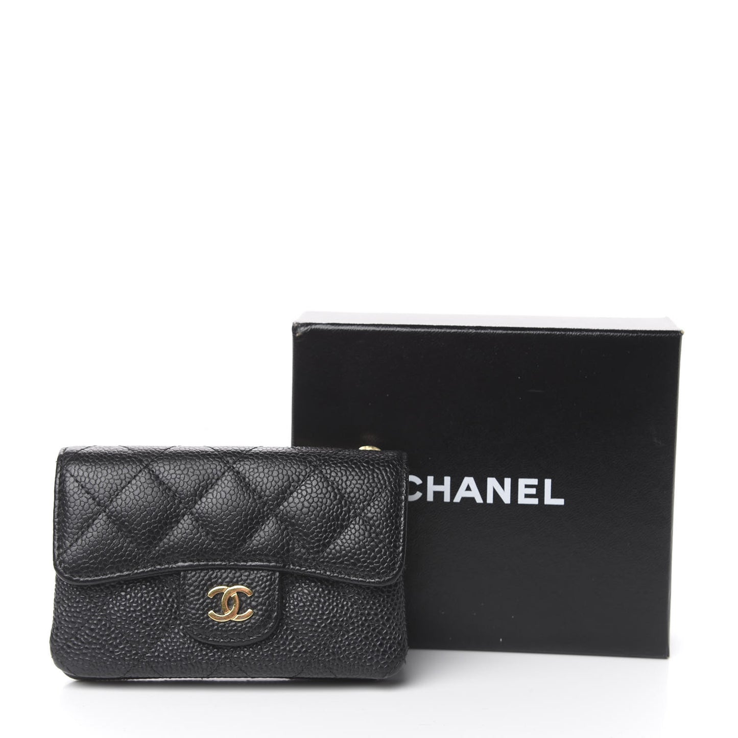 Caviar Quilted Coin Purse Black